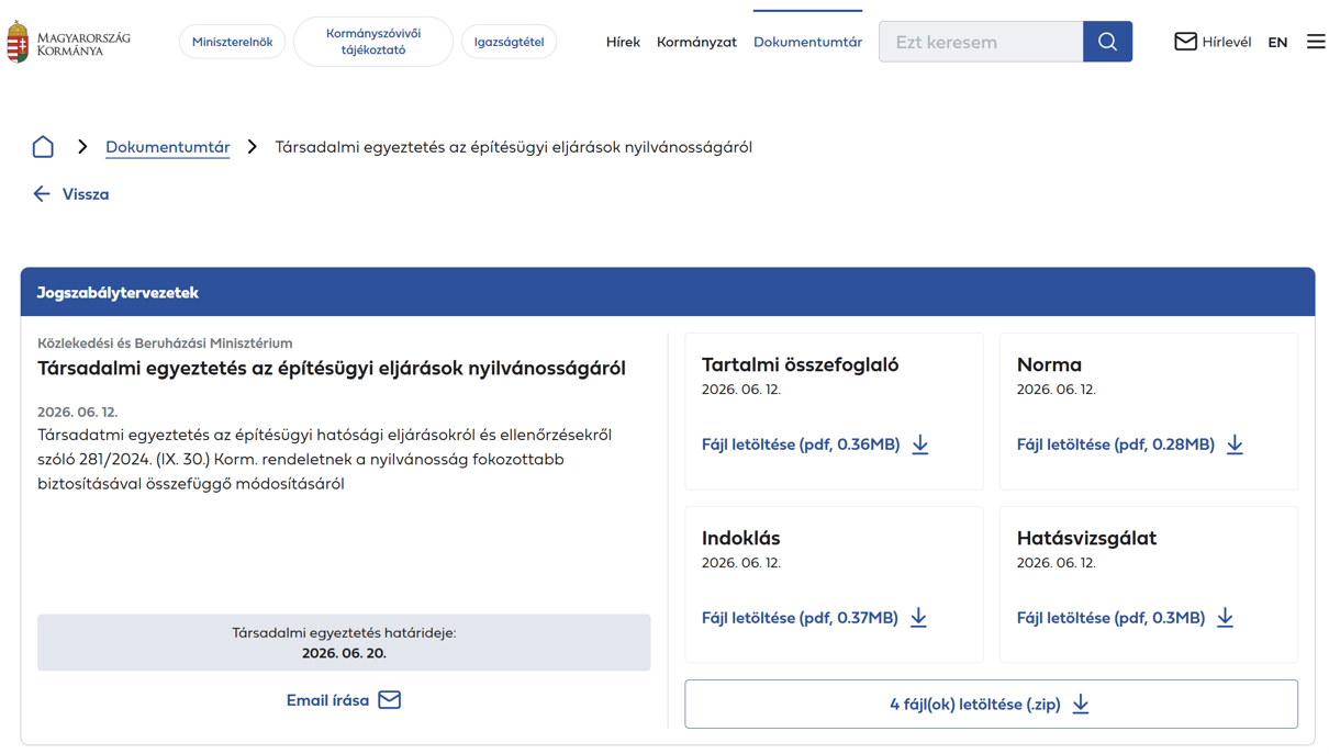 A kormany.hu oldalon már megismerhető az Eljárási kódex ügyfélkörre és az ÉTDR nyilvános felületére vonatkozó tervezet